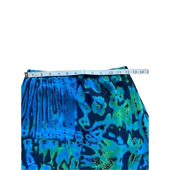 Vintage McGuire Y2K Blue Green Abstract Midi Skirt – Handkerchief Hem – Size 15 - Picture 5 of 8